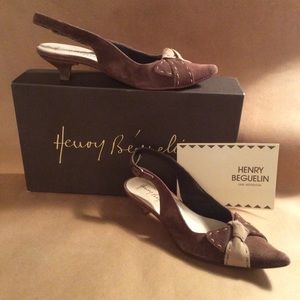 Henry Beguelin Italian sued knot sling backs size 35.5(5.5)